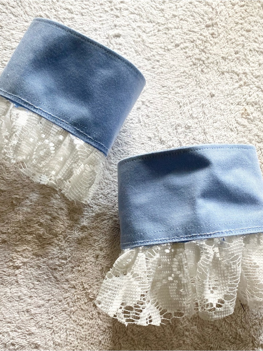 Light Blue Lace-Trim Wrist Cuffs